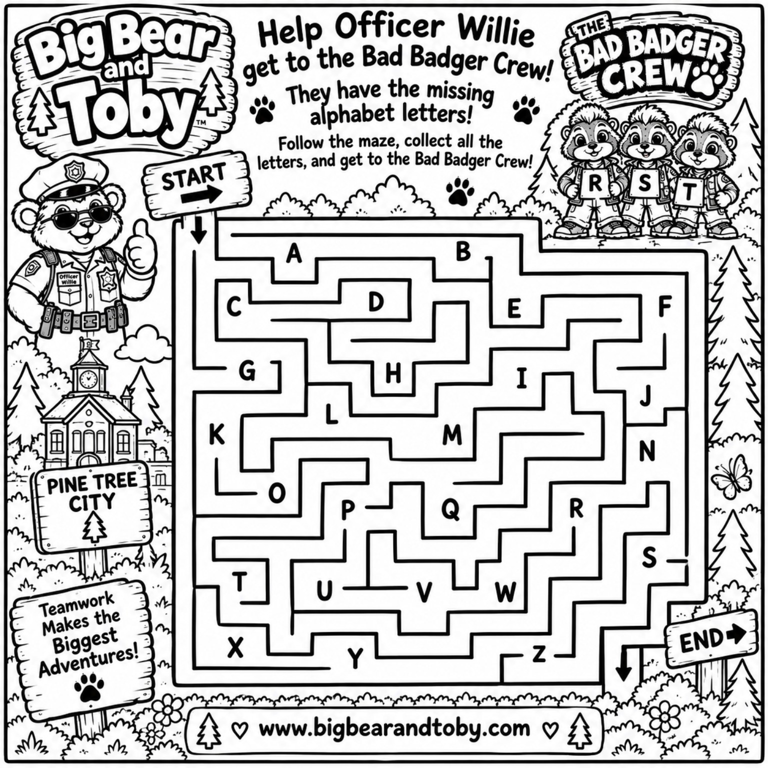Bad Badger Crew Maze with Start and Finish
