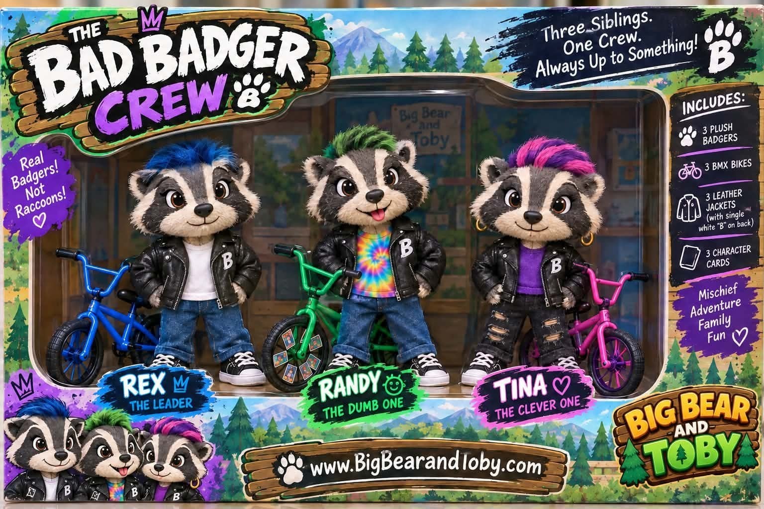 The Bad Badger Crew boxed plush set