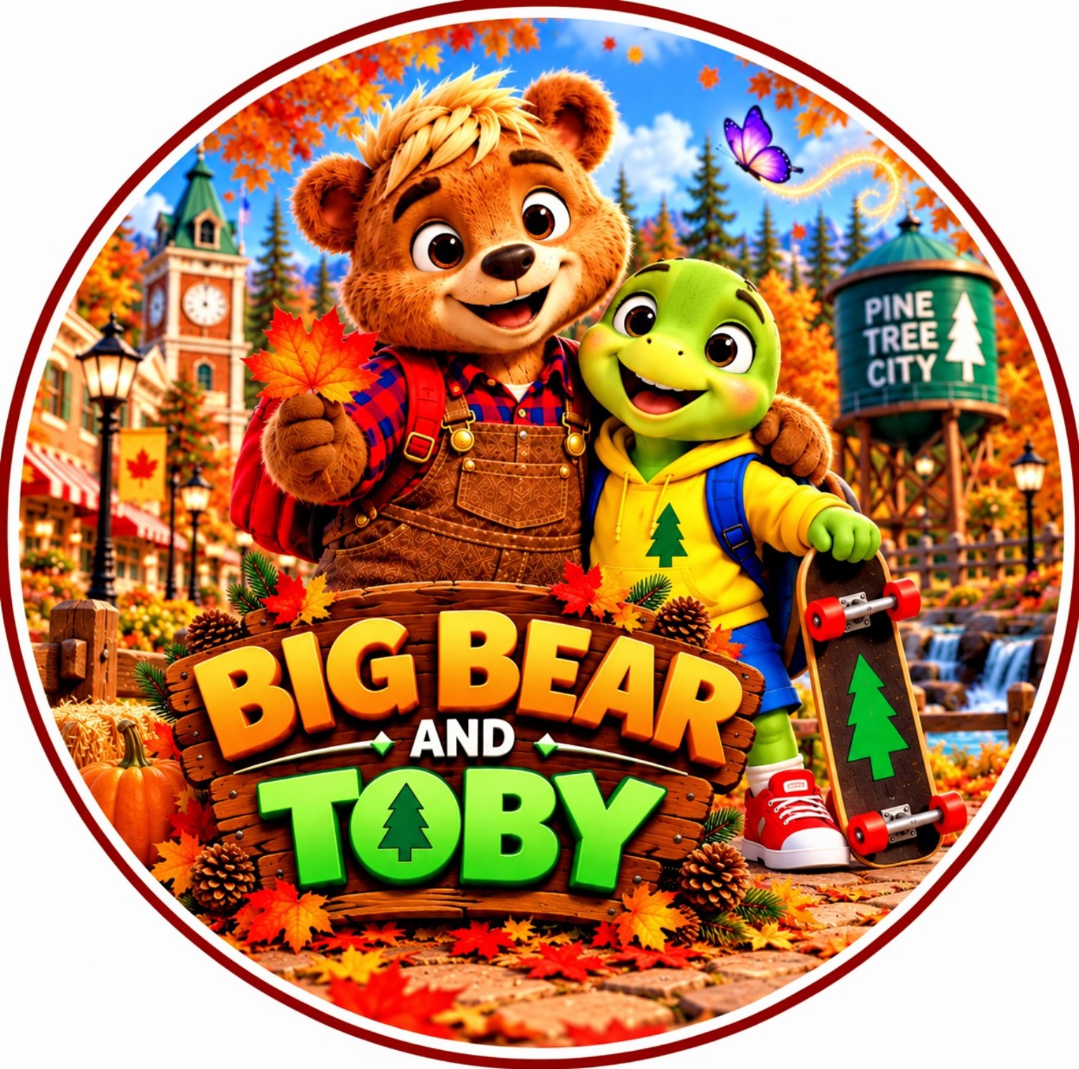 Big Bear and Toby enjoying fall in Pine Tree City